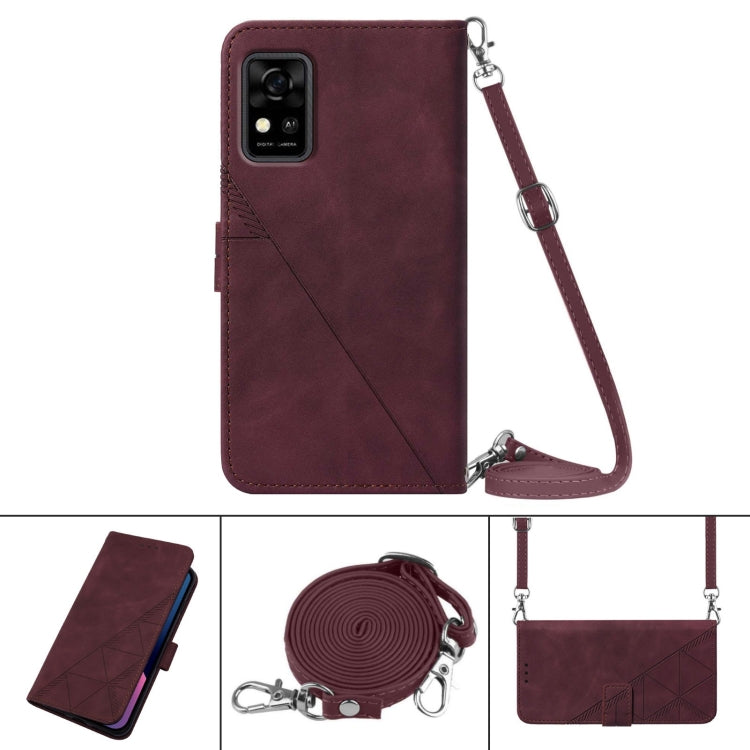 For ZTE Blade A31 Crossbody 3D Embossed Flip Leather Phone Case