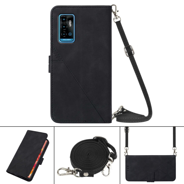 For ZTE Blade A71 Crossbody 3D Embossed Flip Leather Phone Case