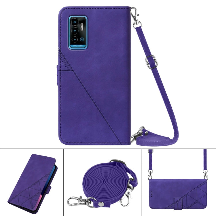 For ZTE Blade A71 Crossbody 3D Embossed Flip Leather Phone Case