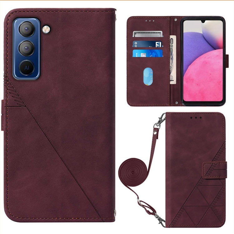 For Tecno Pop 5P Crossbody 3D Embossed Flip Leather Phone Case