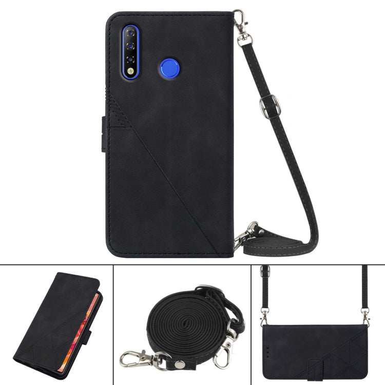 For Tecno Camon 12 / Spark 4 Crossbody 3D Embossed Flip Leather Phone Case