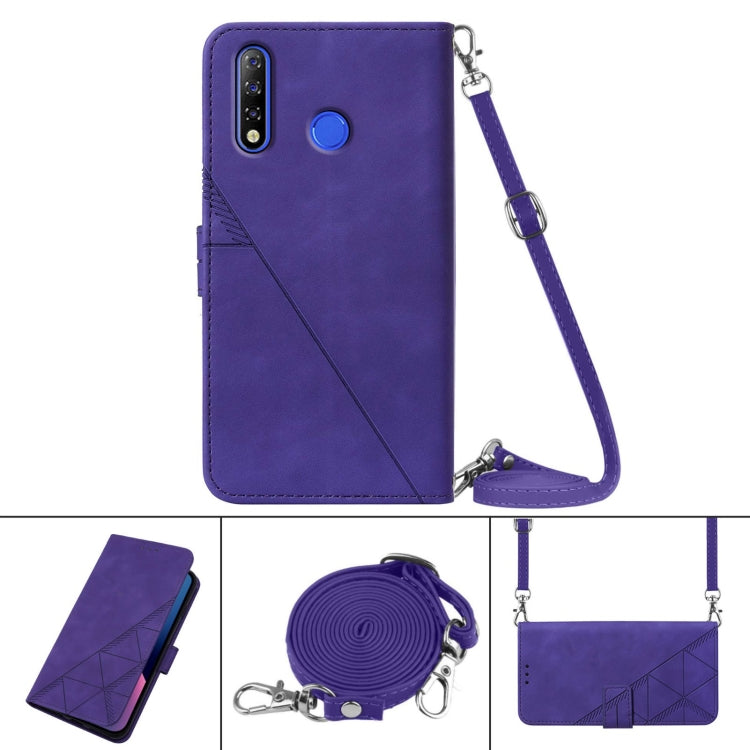 For Tecno Camon 12 / Spark 4 Crossbody 3D Embossed Flip Leather Phone Case