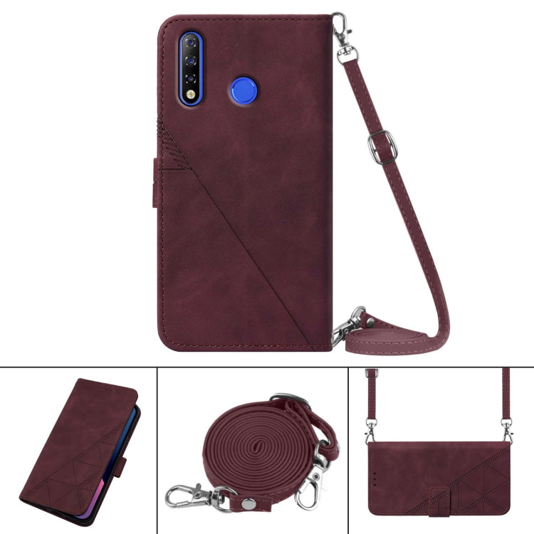 For Tecno Camon 12 / Spark 4 Crossbody 3D Embossed Flip Leather Phone Case