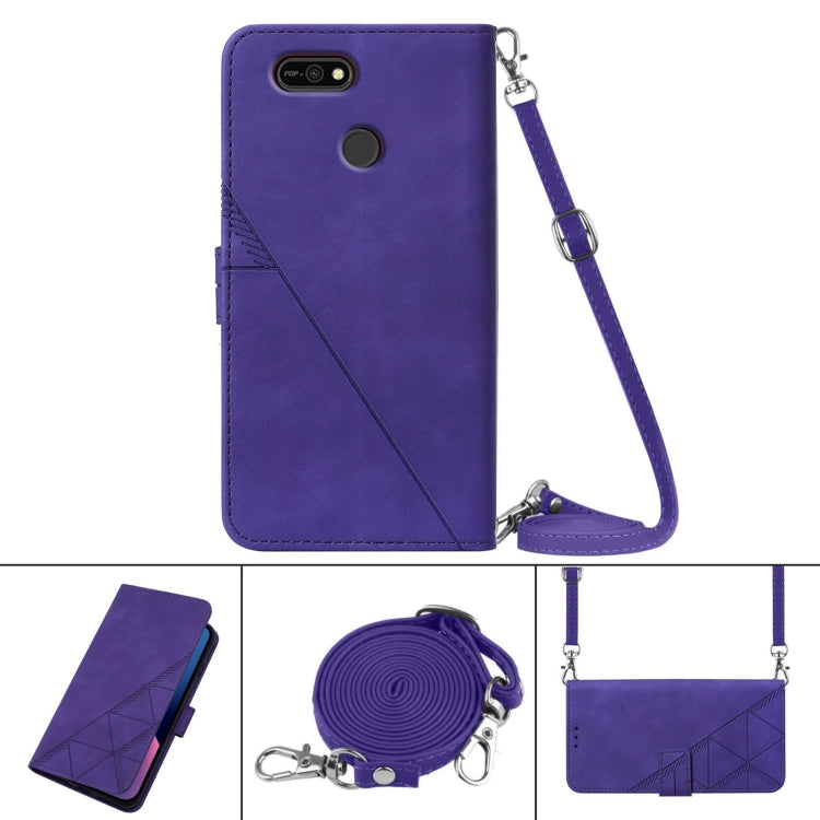 For Tecno Pop 2F Crossbody 3D Embossed Flip Leather Phone Case