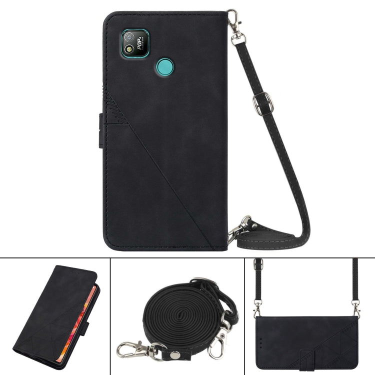 For Tecno Pop 4 Crossbody 3D Embossed Flip Leather Phone Case