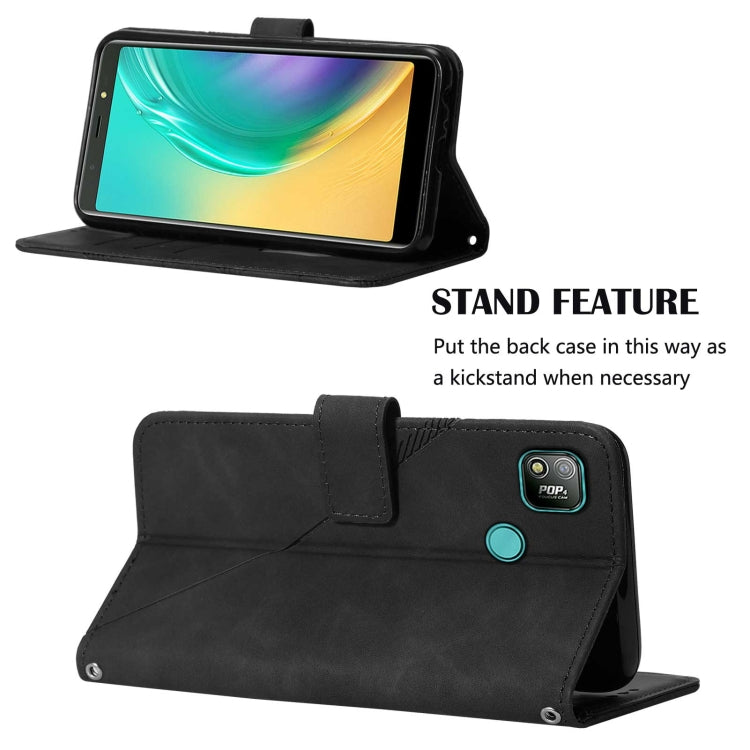 For Tecno Pop 4 Crossbody 3D Embossed Flip Leather Phone Case