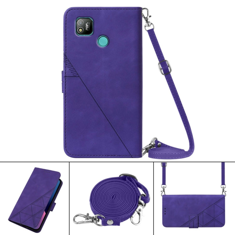 For Tecno Pop 4 Crossbody 3D Embossed Flip Leather Phone Case