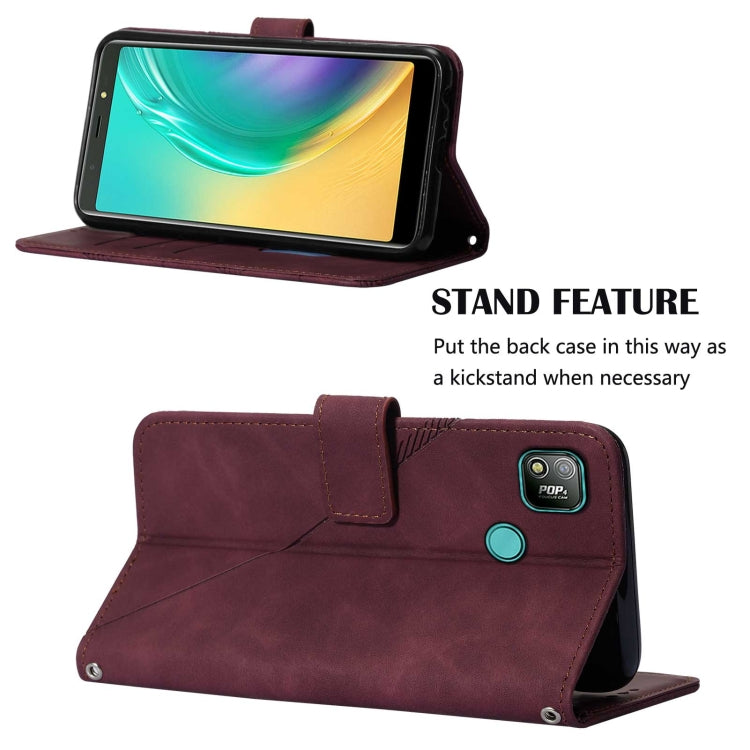 For Tecno Pop 4 Crossbody 3D Embossed Flip Leather Phone Case