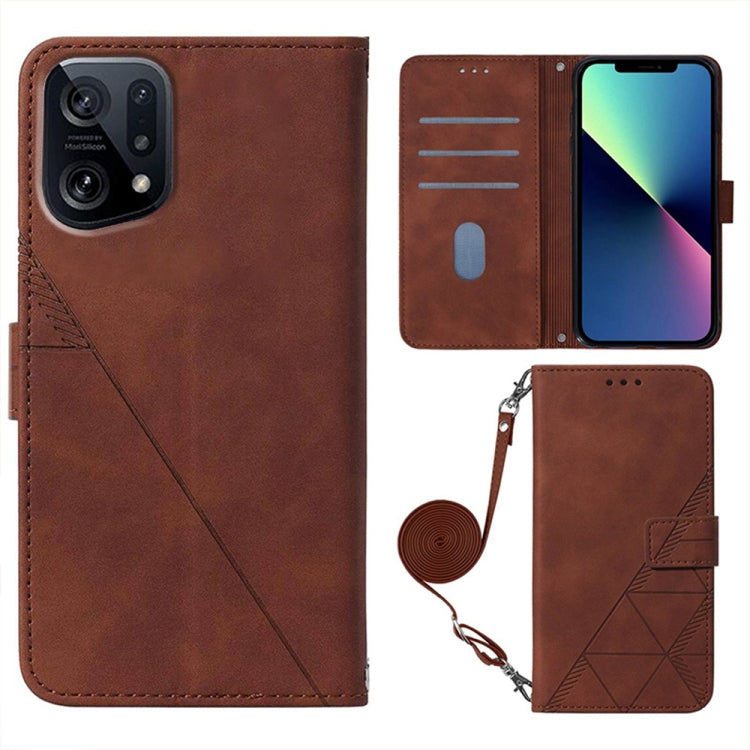 For OPPO Find X5 Crossbody 3D Embossed Flip Leather Phone Case