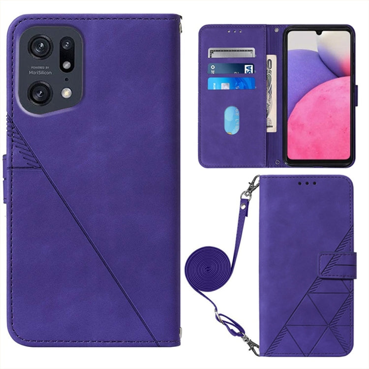 For OPPO Find X5 Pro Crossbody 3D Embossed Flip Leather Phone Case