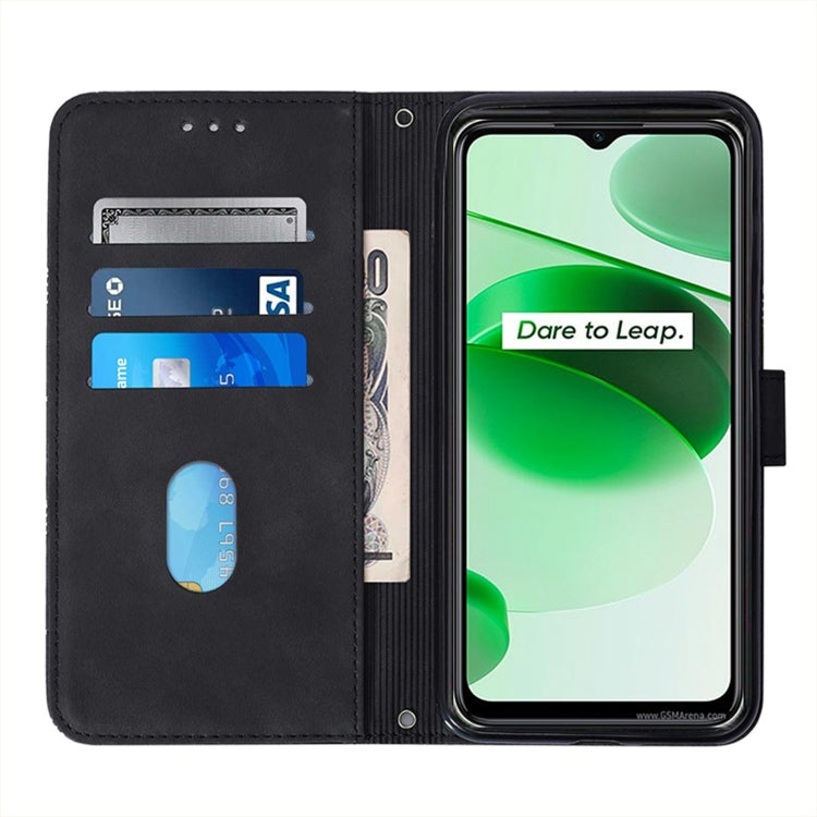 For OPPO Realme C35 Crossbody 3D Embossed Flip Leather Phone Case