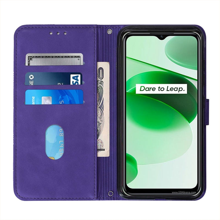 For OPPO Realme C35 Crossbody 3D Embossed Flip Leather Phone Case