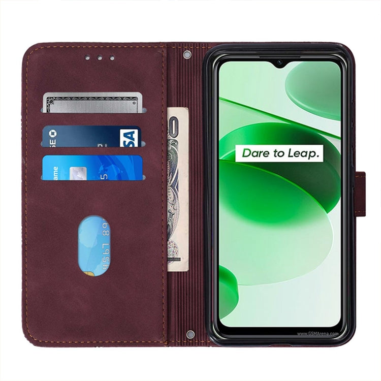 For OPPO Realme C35 Crossbody 3D Embossed Flip Leather Phone Case