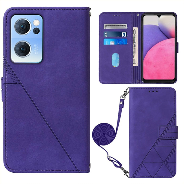For OPPO Reno7 5G / Find X5 Lite Crossbody 3D Embossed Flip Leather Phone Case