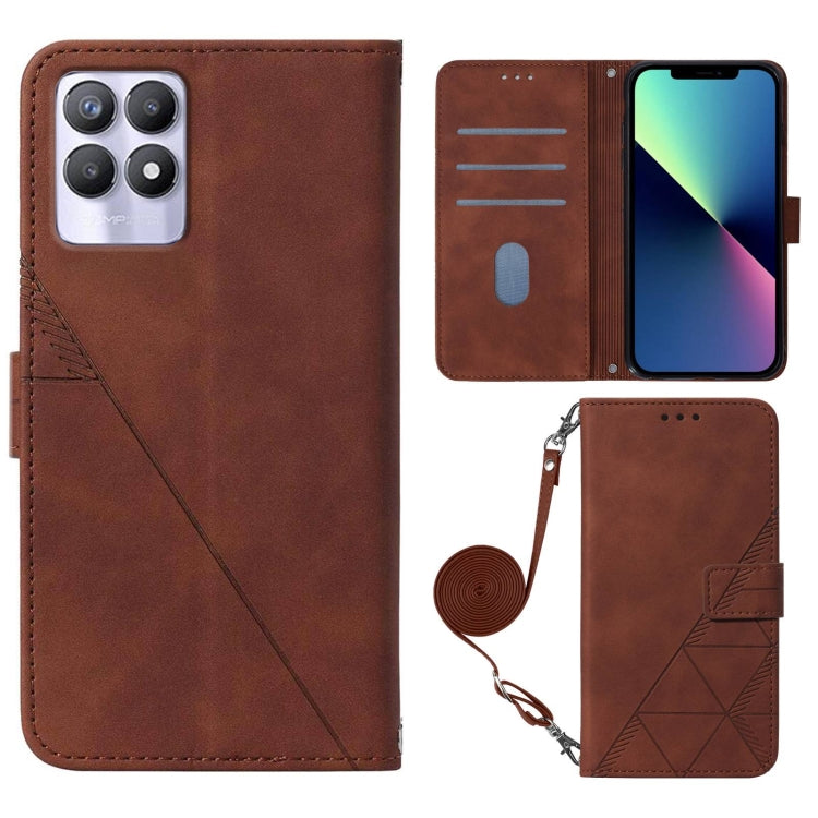 For OPPO Realme 8i Crossbody 3D Embossed Flip Leather Phone Case