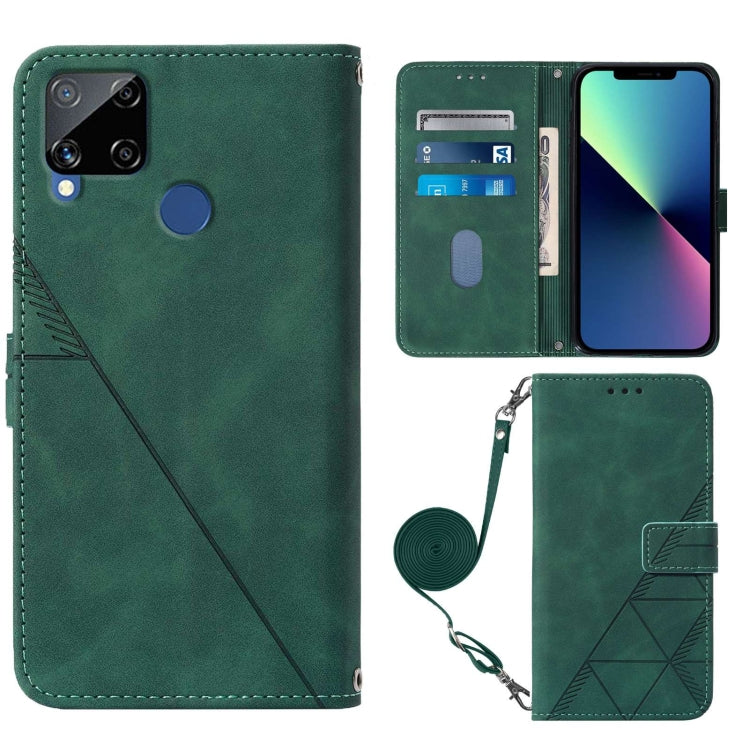 For OPPO Realme C15 Crossbody 3D Embossed Flip Leather Phone Case