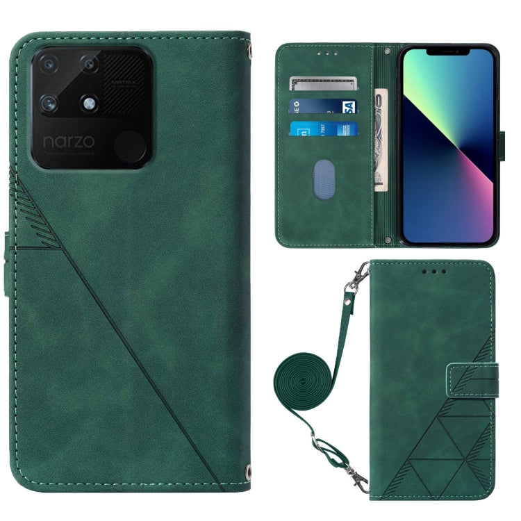 For OPPO Realme Narzo 50A Crossbody 3D Embossed Flip Leather Phone Case
