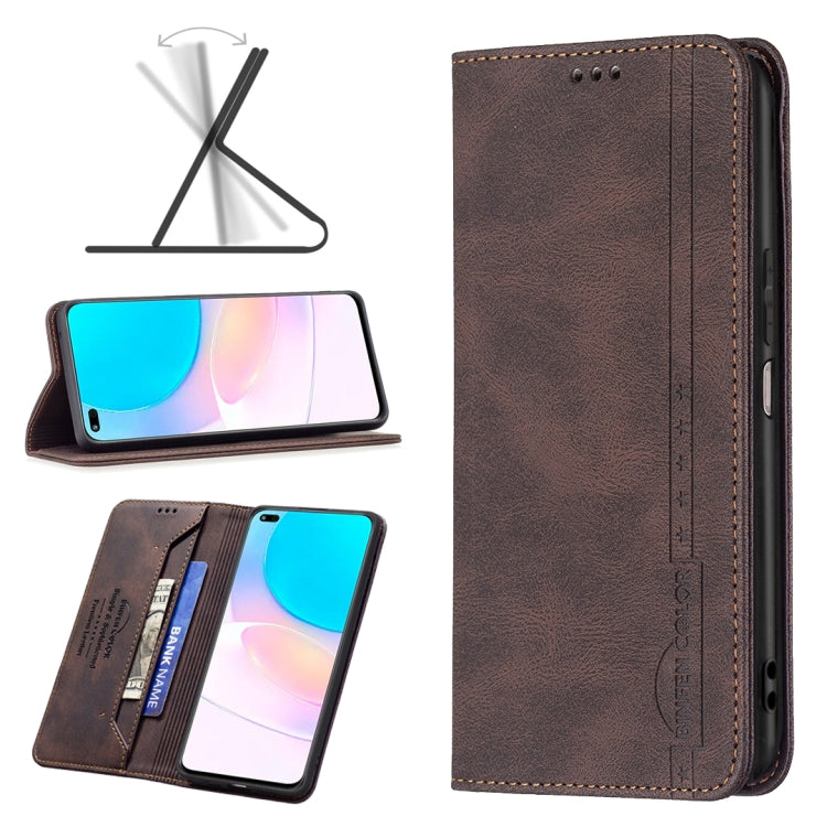 For Honor 50 Lite Magnetic RFID Blocking Anti-Theft Leather Phone Case