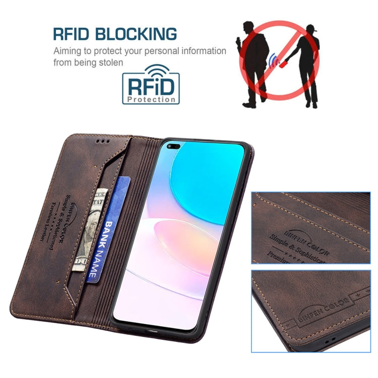For Honor 50 Lite Magnetic RFID Blocking Anti-Theft Leather Phone Case