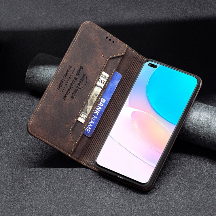 For Honor 50 Lite Magnetic RFID Blocking Anti-Theft Leather Phone Case