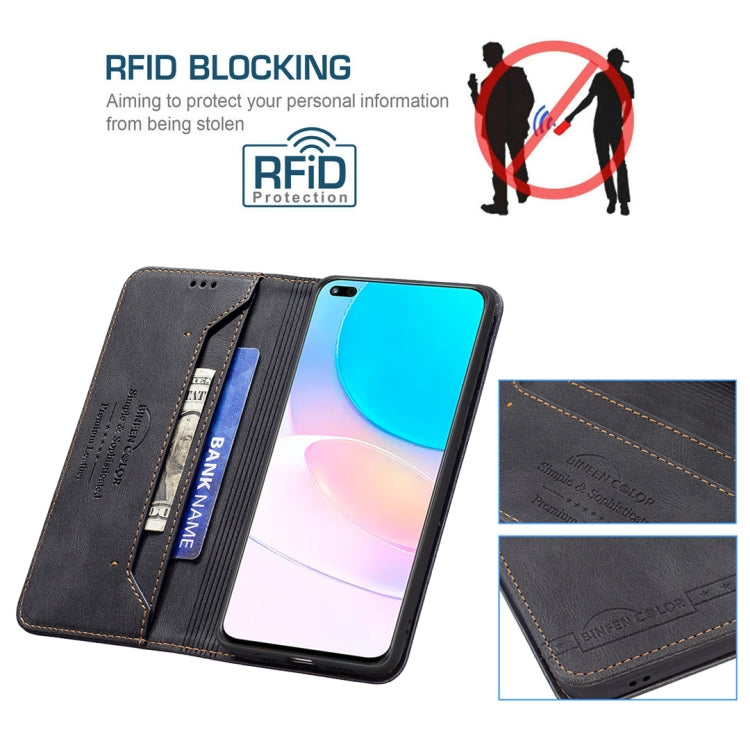 For Honor 50 Lite Magnetic RFID Blocking Anti-Theft Leather Phone Case