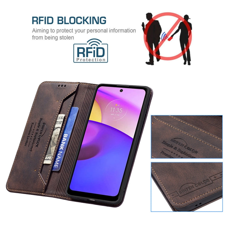 For Motorola Moto E40 / E30 Magnetic RFID Blocking Anti-Theft Leather Phone Case