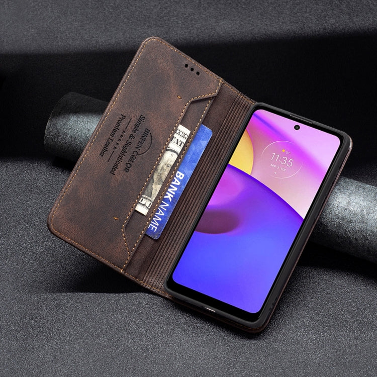 For Motorola Moto E40 / E30 Magnetic RFID Blocking Anti-Theft Leather Phone Case