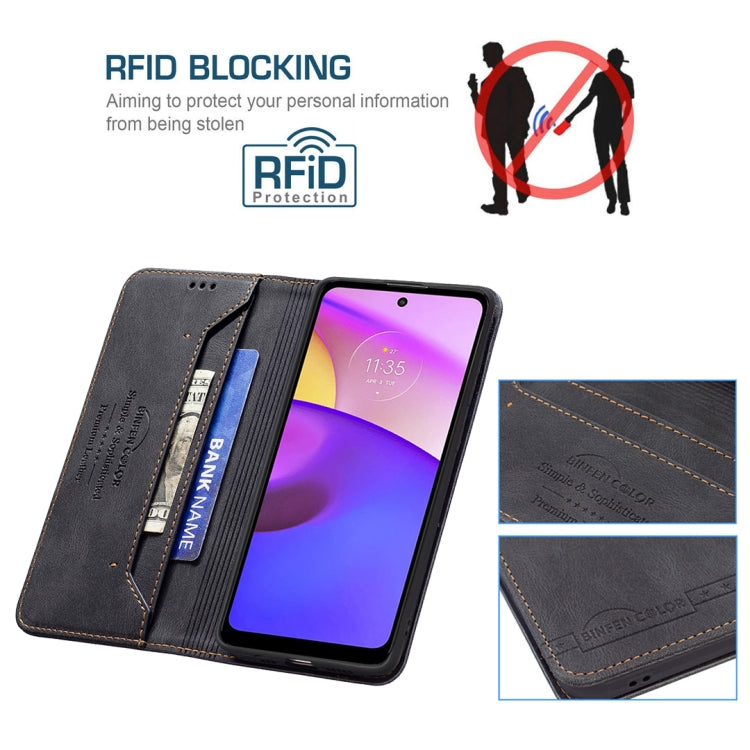 For Motorola Moto E40 / E30 Magnetic RFID Blocking Anti-Theft Leather Phone Case