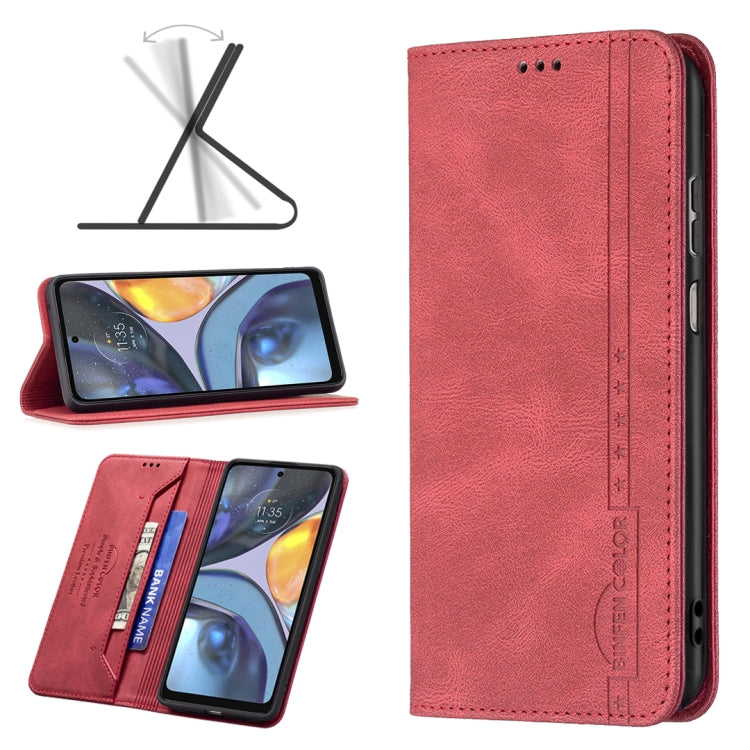 For Motorola Moto G22 Magnetic RFID Blocking Anti-Theft Leather Phone Case