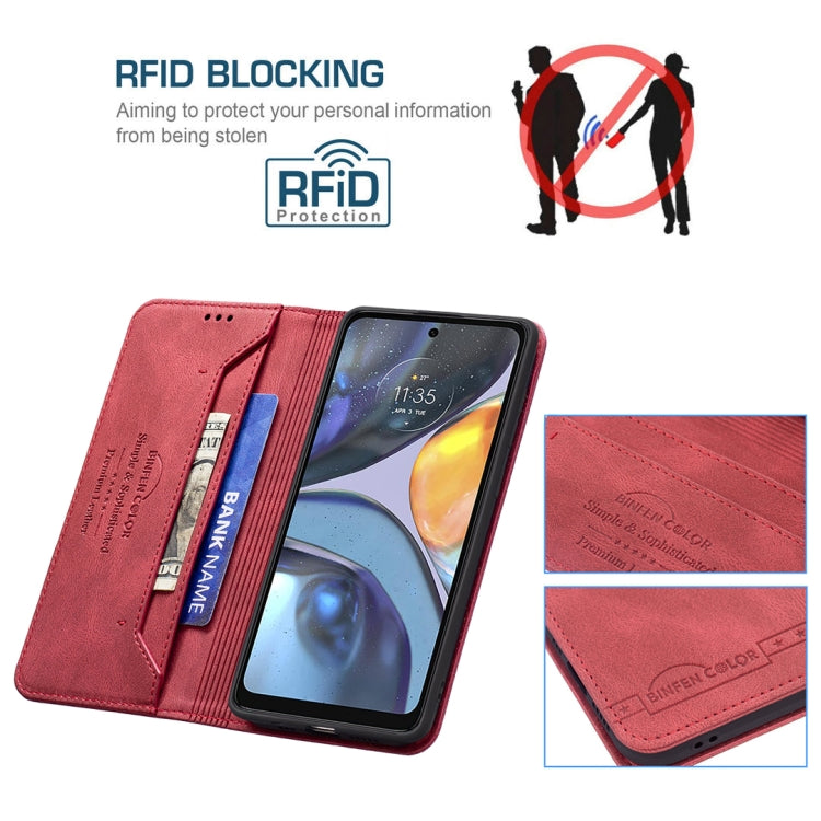 For Motorola Moto G22 Magnetic RFID Blocking Anti-Theft Leather Phone Case