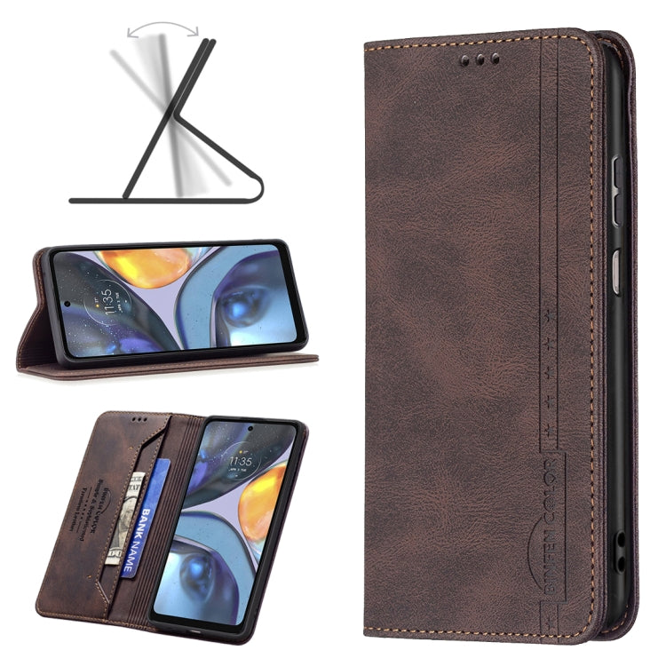 For Motorola Moto G22 Magnetic RFID Blocking Anti-Theft Leather Phone Case