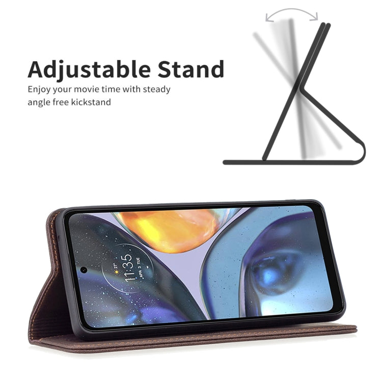 For Motorola Moto G22 Magnetic RFID Blocking Anti-Theft Leather Phone Case