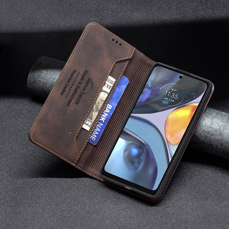 For Motorola Moto G22 Magnetic RFID Blocking Anti-Theft Leather Phone Case