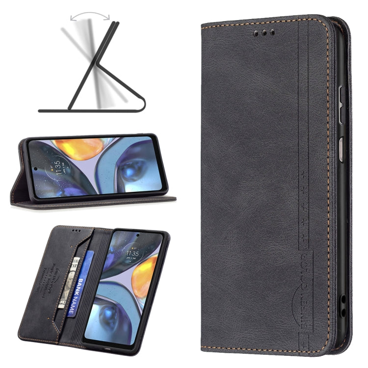 For Motorola Moto G22 Magnetic RFID Blocking Anti-Theft Leather Phone Case