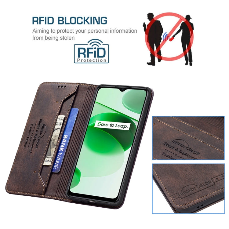 For OPPO Realme C35 Magnetic RFID Blocking Anti-Theft Leather Phone Case