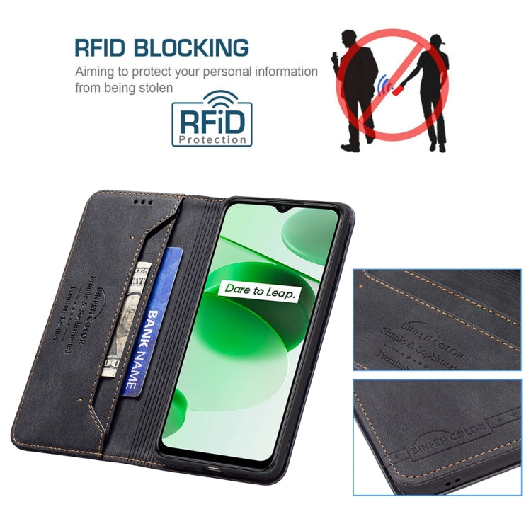 For OPPO Realme C35 Magnetic RFID Blocking Anti-Theft Leather Phone Case