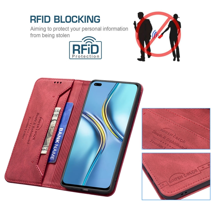 For Honor X20 Magnetic RFID Blocking Anti-Theft Leather Phone Case