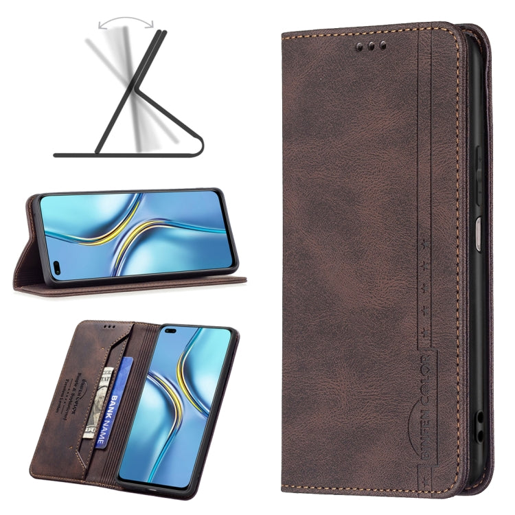 For Honor X20 Magnetic RFID Blocking Anti-Theft Leather Phone Case