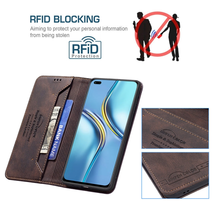 For Honor X20 Magnetic RFID Blocking Anti-Theft Leather Phone Case