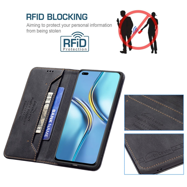 For Honor X20 Magnetic RFID Blocking Anti-Theft Leather Phone Case