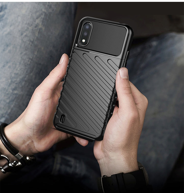 For Galaxy A01 Thunderbolt Shockproof TPU Soft Case(Black)