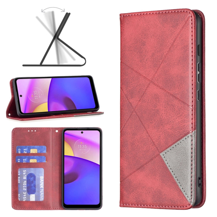 For Motorola Moto E40 / E30 Prismatic Invisible Magnetic Leather Phone Case