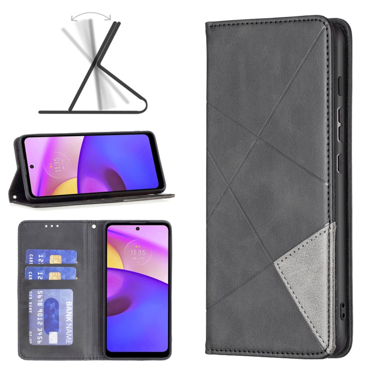 For Motorola Moto E40 / E30 Prismatic Invisible Magnetic Leather Phone Case