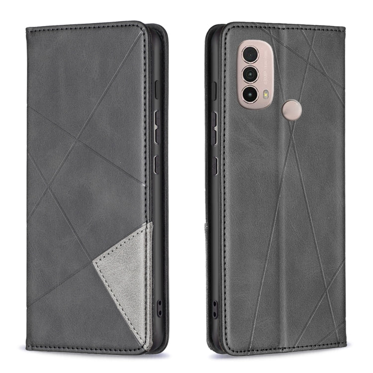 For Motorola Moto E40 / E30 Prismatic Invisible Magnetic Leather Phone Case
