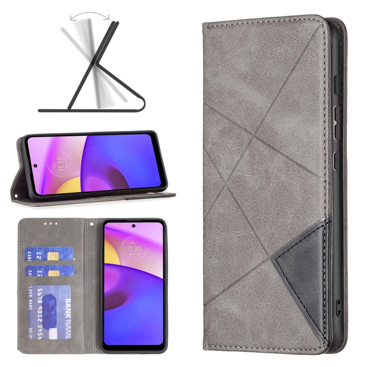 For Motorola Moto E40 / E30 Prismatic Invisible Magnetic Leather Phone Case