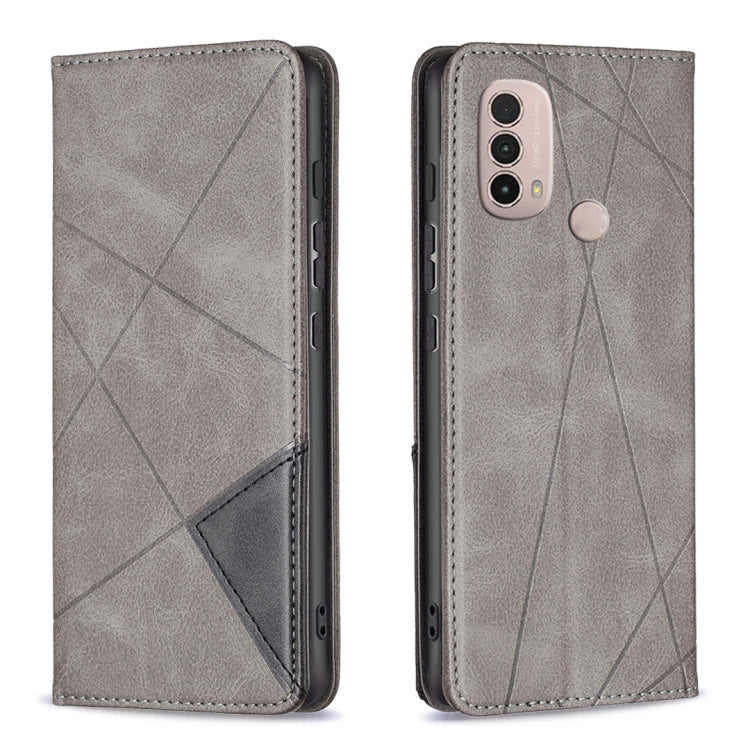 For Motorola Moto E40 / E30 Prismatic Invisible Magnetic Leather Phone Case