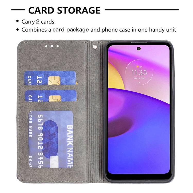 For Motorola Moto E40 / E30 Prismatic Invisible Magnetic Leather Phone Case