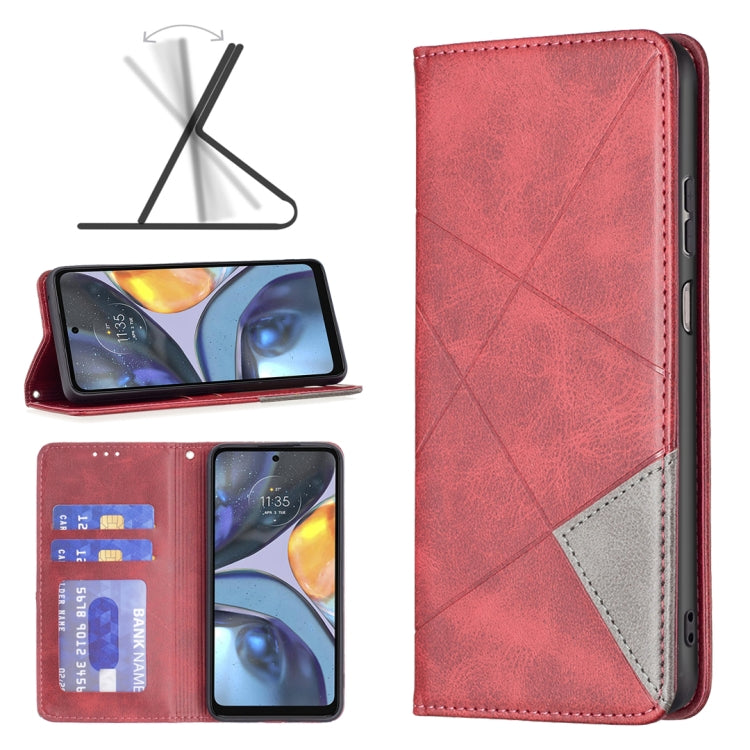 For Motorola Moto G22 Prismatic Invisible Magnetic Leather Phone Case