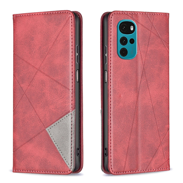 For Motorola Moto G22 Prismatic Invisible Magnetic Leather Phone Case