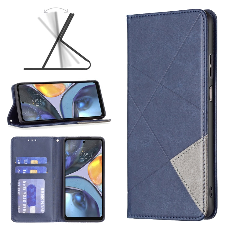 For Motorola Moto G22 Prismatic Invisible Magnetic Leather Phone Case